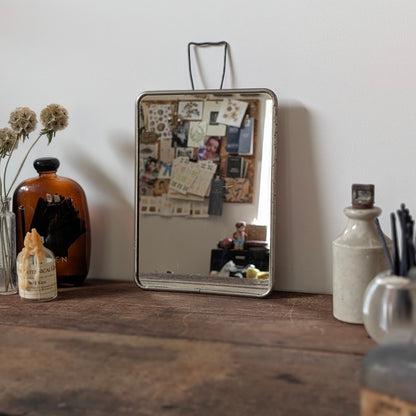 Medium French Chrome-Framed Barber's Mirror with Stand