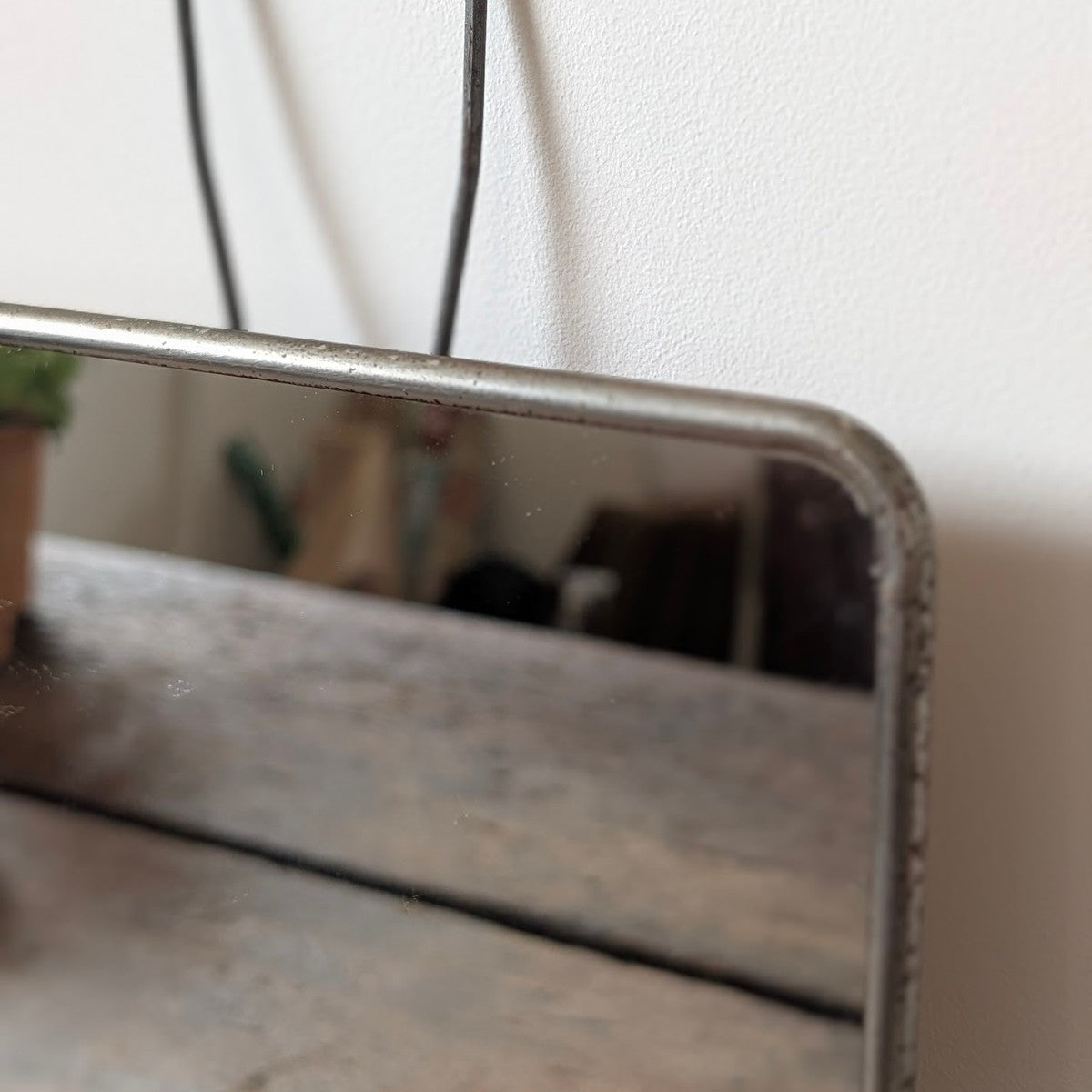 Medium French Chrome-Framed Barber's Mirror with Stand