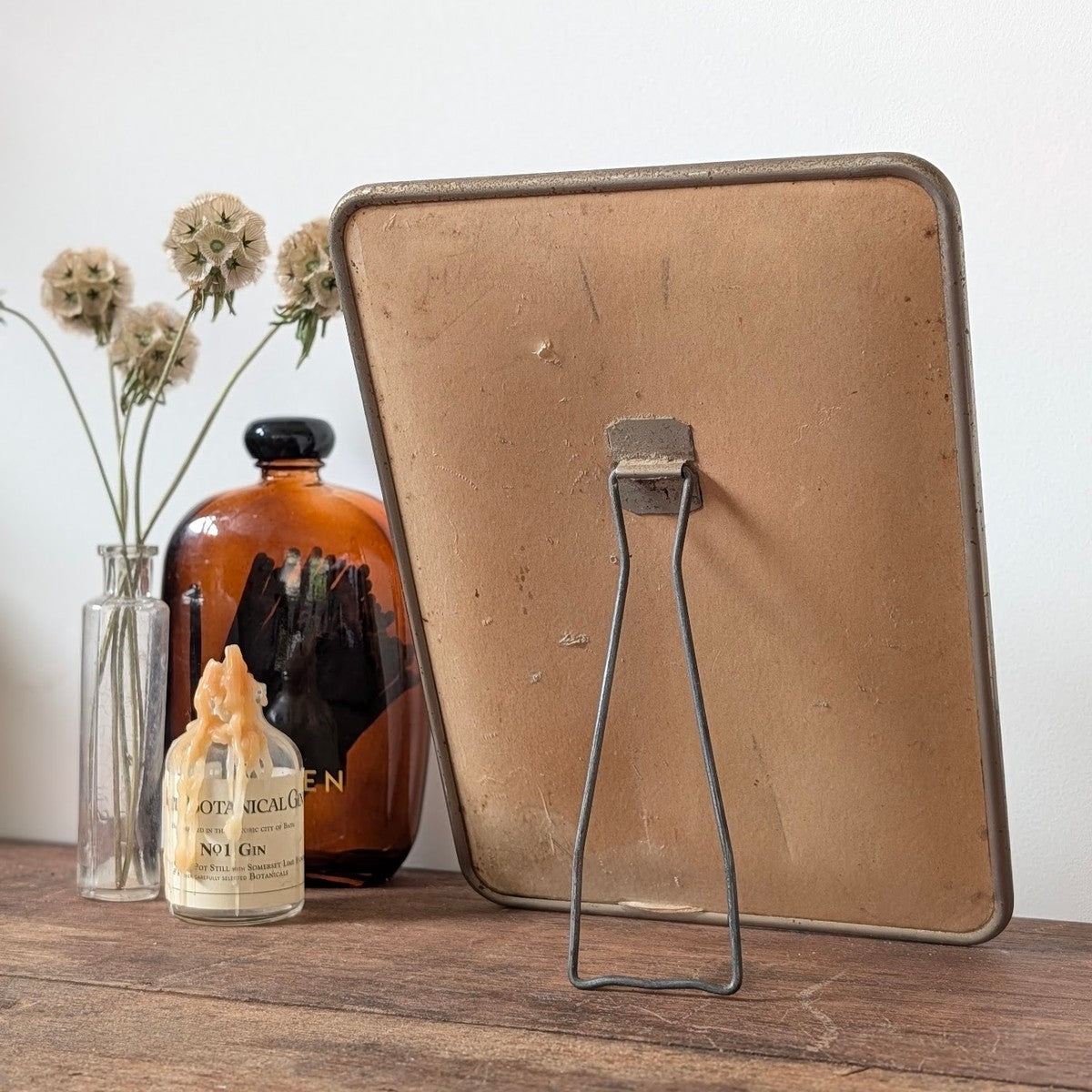 Medium French Chrome-Framed Barber's Mirror with Stand