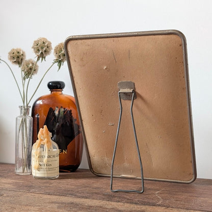Medium French Chrome-Framed Barber's Mirror with Stand