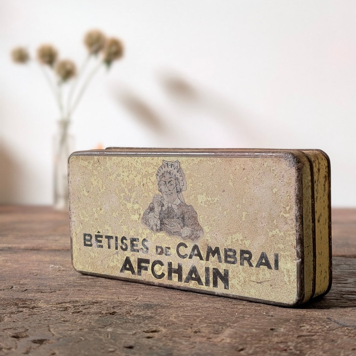 French Betises de Cambrai Afchain Advertising Tin