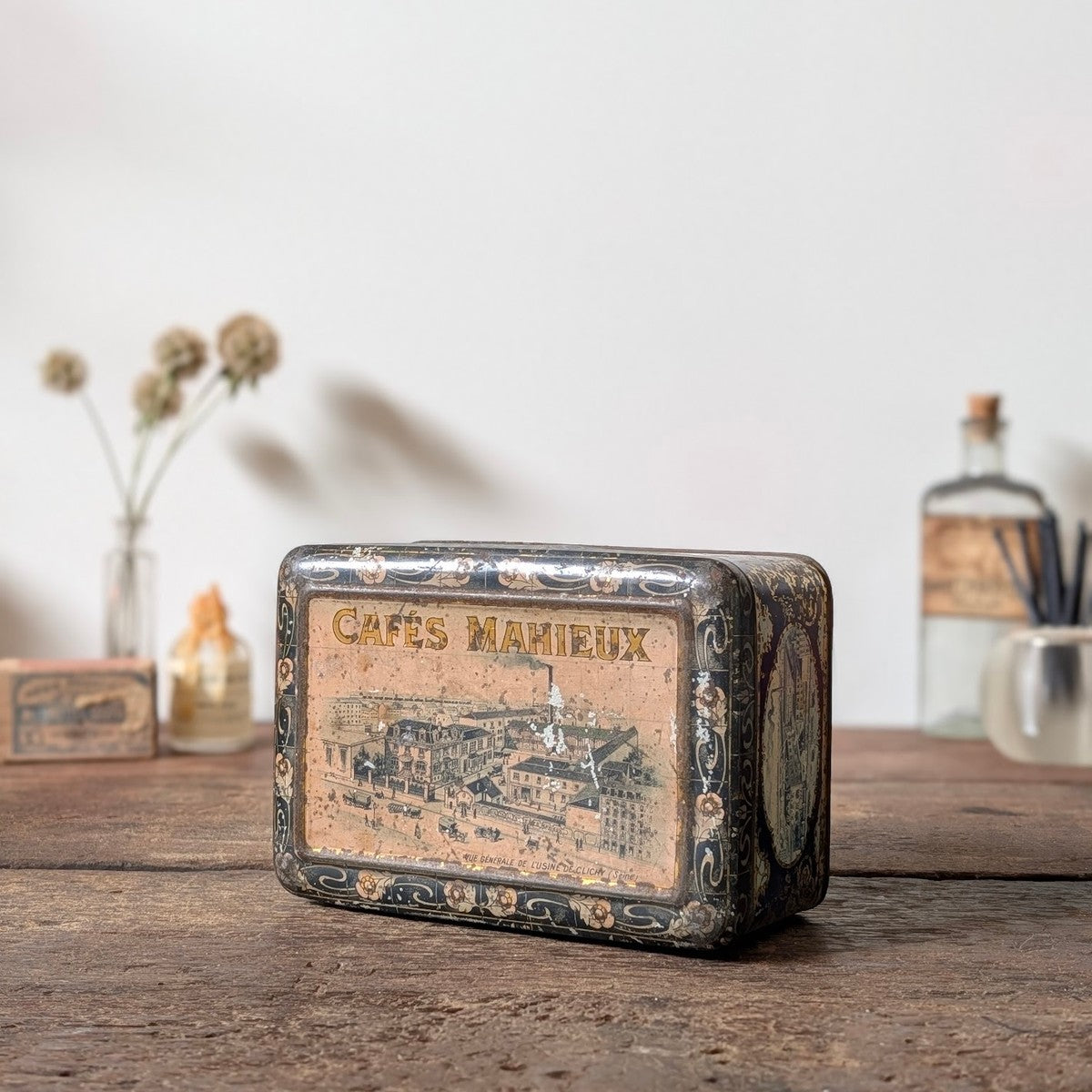 Antique French Cafés Mahieux Advertising Tin