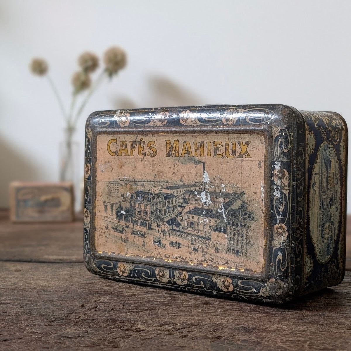 Antique French Cafés Mahieux Advertising Tin