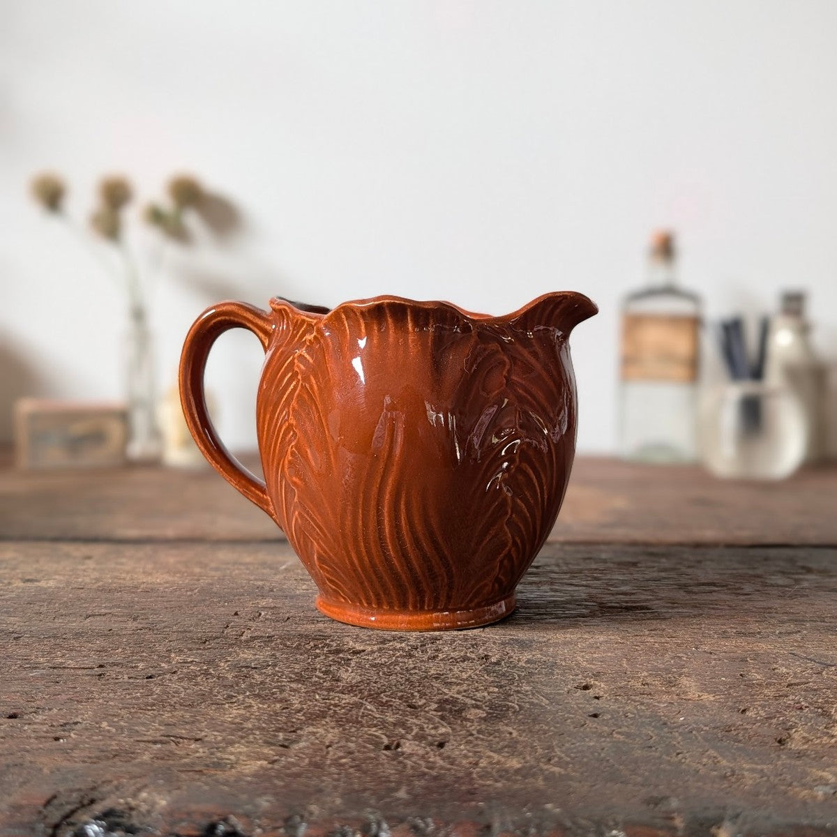 Brown Glazed Leaf Jug