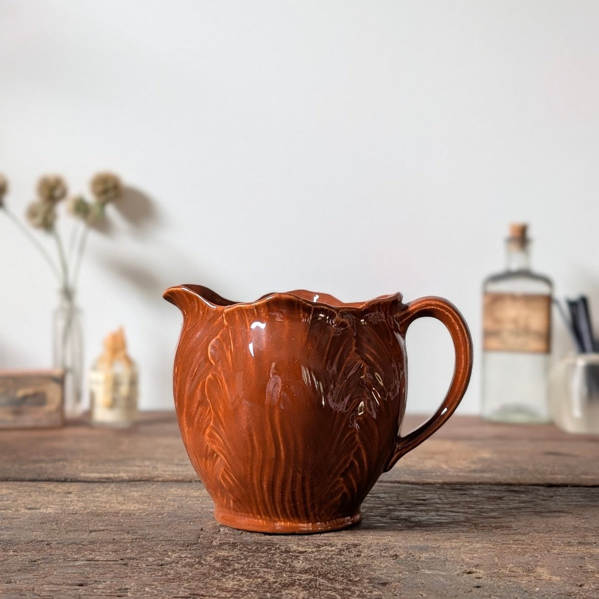 Brown Glazed Leaf Jug