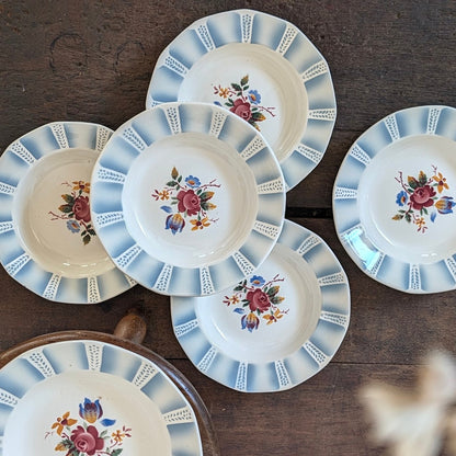 Set of Six Sarreguemines 'Claude' Floral Dish Plates