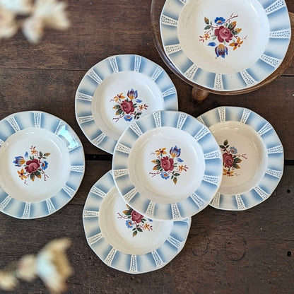 Set of Six Sarreguemines 'Claude' Floral Dish Plates
