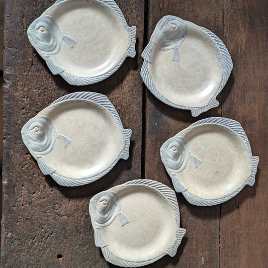 Set of Five Burleigh Ware Fish-Shaped Plates by Burgess & Leigh