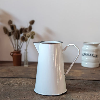 White Enamel Tall Water Pitcher