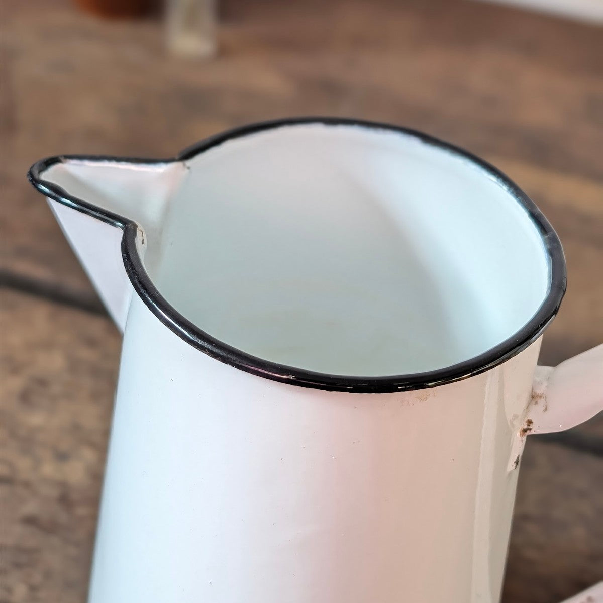 White Enamel Tall Water Pitcher