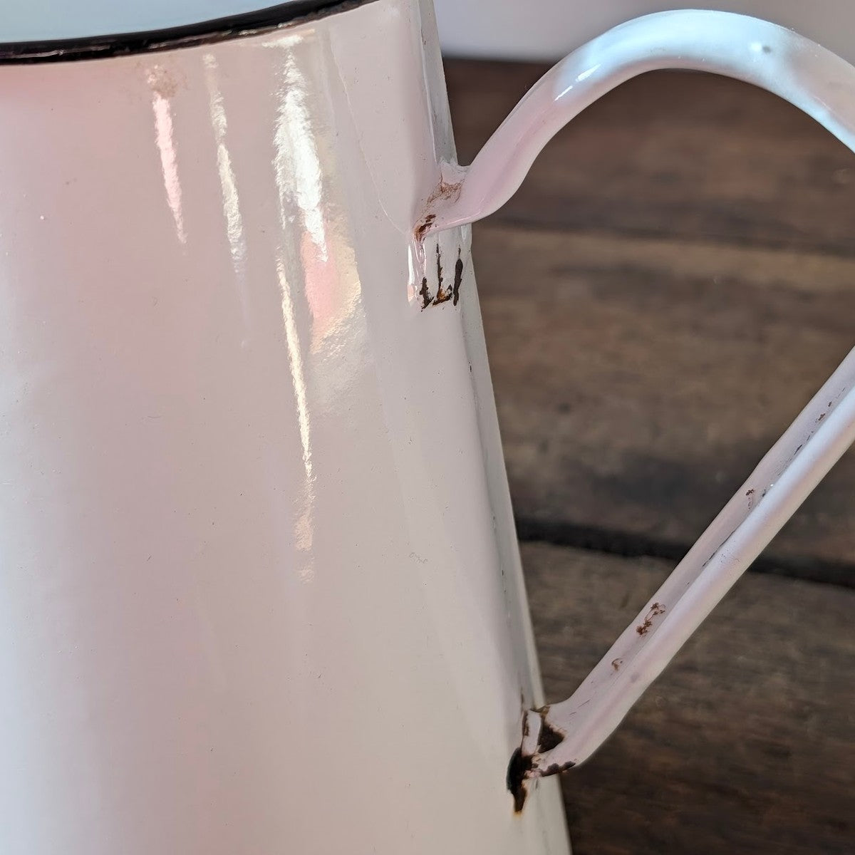 White Enamel Tall Water Pitcher
