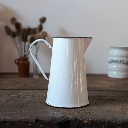 White Enamel Tall Water Pitcher