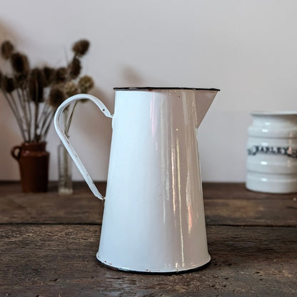White Enamel Tall Water Pitcher