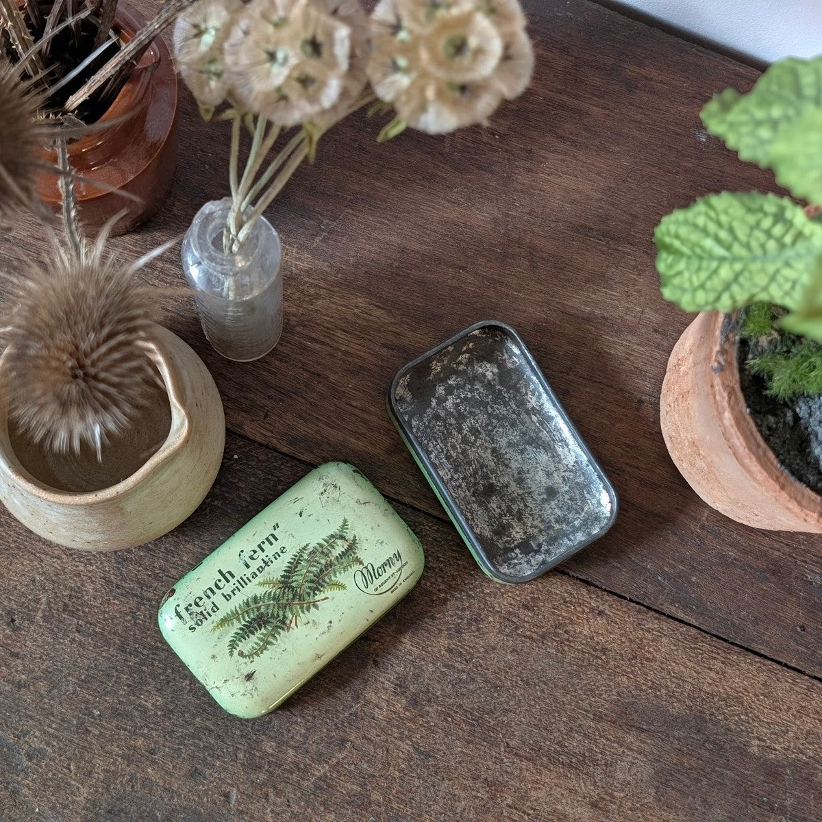 Vintage Moray's “French Fern” Solid Brilliantine Tin