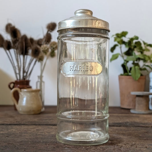 Vintage Haribo Glass Storage Jar with Metal Lid