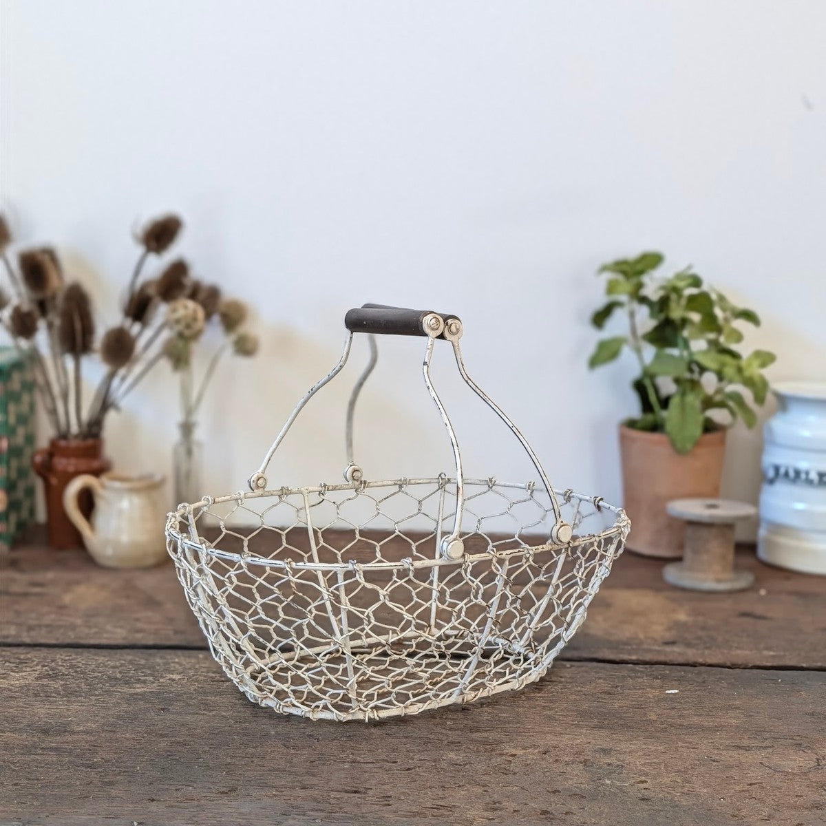 Vintage White Wire Basket