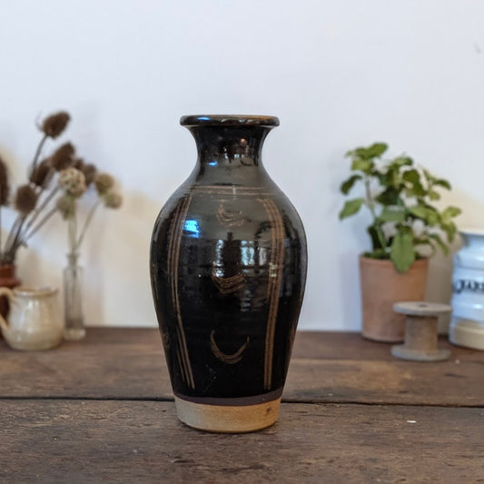 Winchcombe Pottery Dark Glazed Bottle Vase