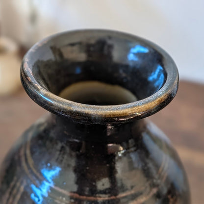 Winchcombe Pottery Dark Glazed Bottle Vase