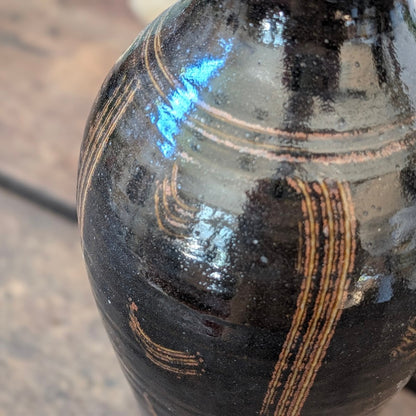 Winchcombe Pottery Dark Glazed Bottle Vase