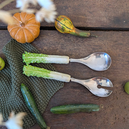 Sagaform Salad Servers with Vegetable Handles