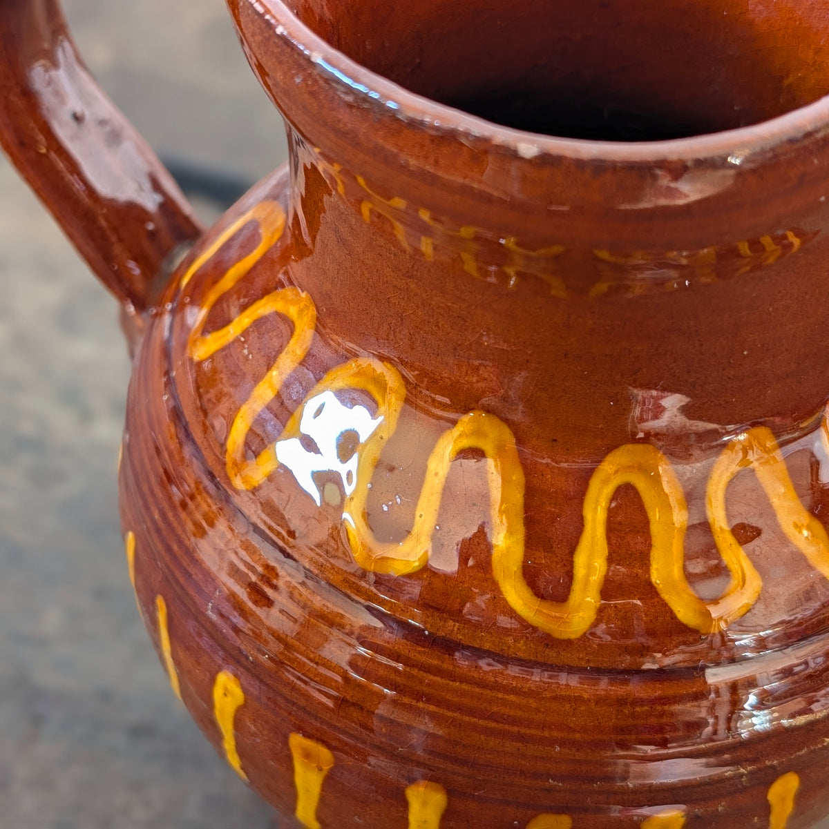 Brown Glazed French Earthenware Jug