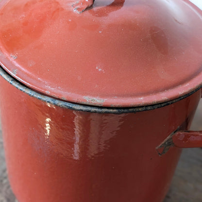 Red Enamel Lidded Stock Pot