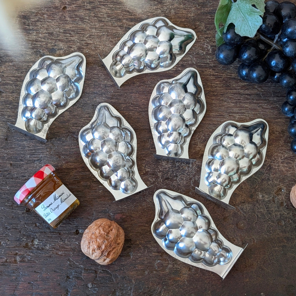 Set of Six Metal Grape Jelly Moulds