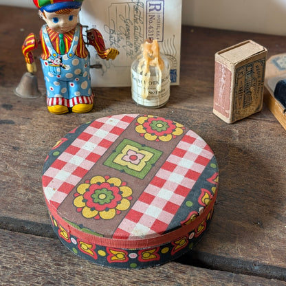 Colourful French Vintage Round Floral Tin