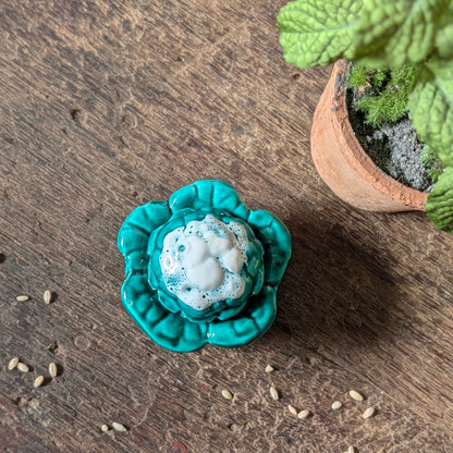 Small French Cauliflower Shaped Mustard Pot