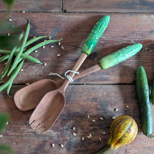 Unusual Secla Vintage Pickle Salad Servers