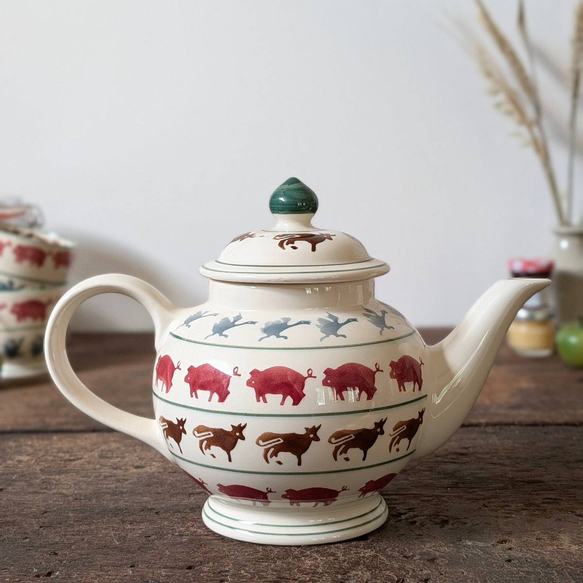 Vintage Emma Bridgewater Farmyard 2 Pint Teapot and Two Teacups (1999)