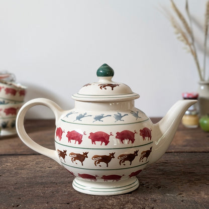 Vintage Emma Bridgewater Farmyard 2 Pint Teapot and Two Teacups (1999)