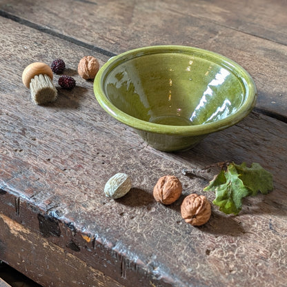 Olive Green Glazed Pottery Bowl