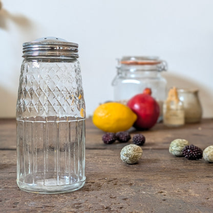 Vintage Ribbed Glass Sugar Shaker