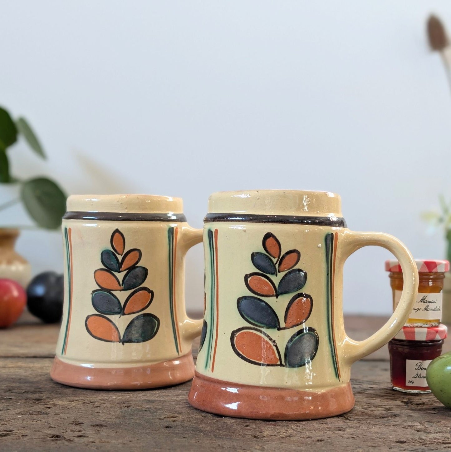 Pair of Hungarian Folk Art Tankards