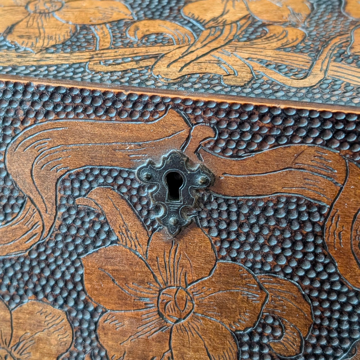 Victorian Wooden Carved Letter Writing Box
