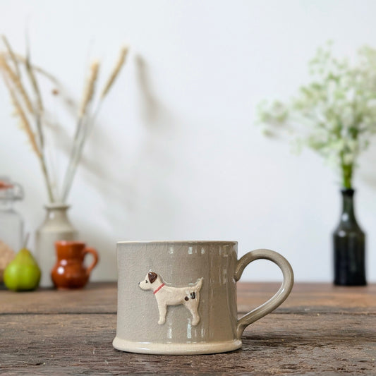 Hogben Pottery Jack Russell Mug - Grey