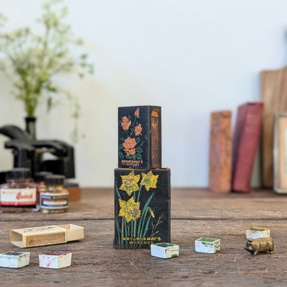 Pair of Vintage Bryant & May Floral Matchbox Holders