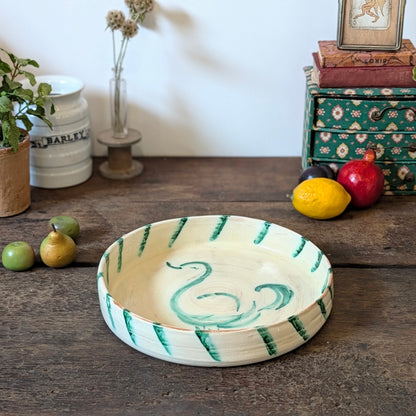 Studio Pottery Hand-Painted Bird Motif Fruit Bowl