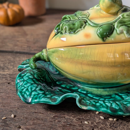 Sarreguemines Majolica Melon Soup Tureen