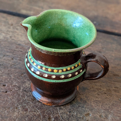 Small Vintage French Alsace-Style Brown Slipware Glazed Jug