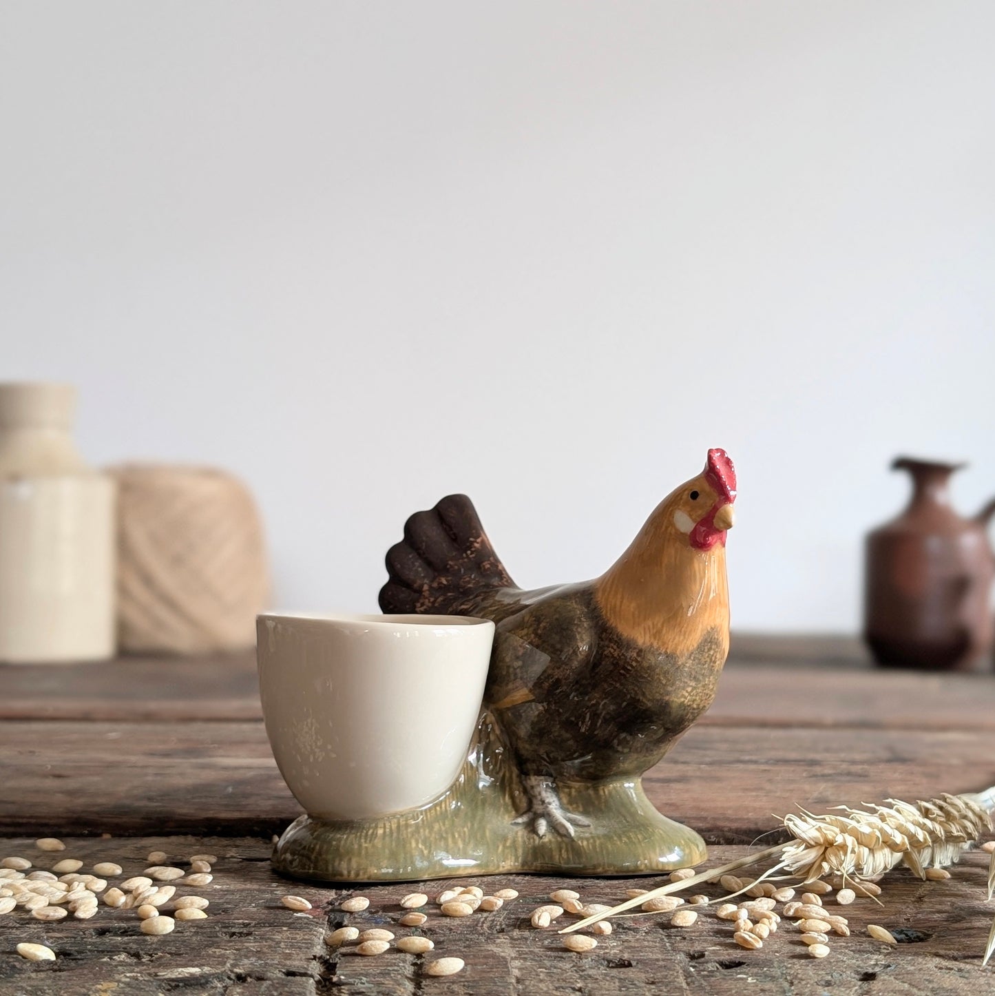 Quail Ceramics Hen Egg Cup - Yellow and Brown