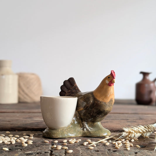 Quail Ceramics Hen Egg Cup - Yellow and Brown