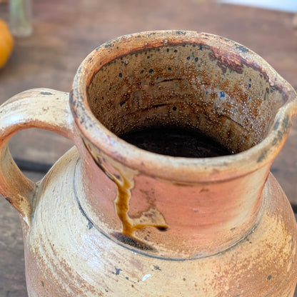 Large French Terracotta Jug with Soft Pink Wash