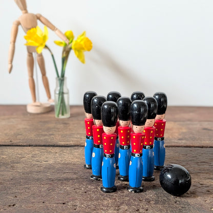 Vintage Wooden Soldier Skittles Set (Small)