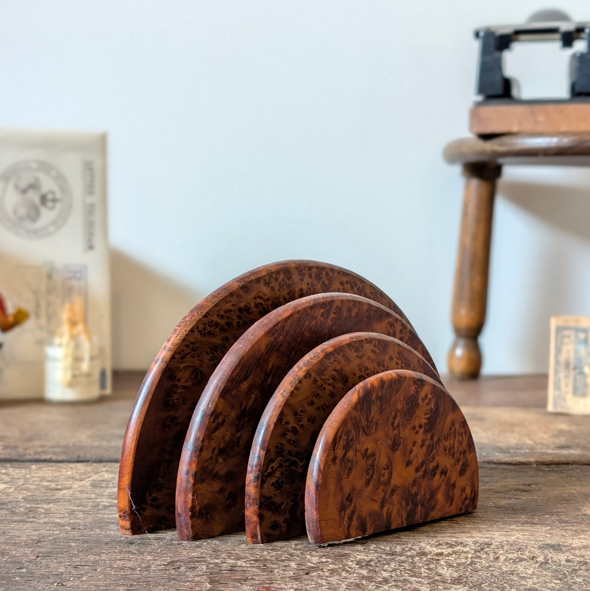 Burr Wood Art Deco Letter Holder B