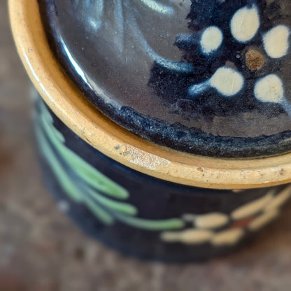 Alsatian Deep Blue Glazed Earthenware Lidded Jug