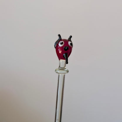 Set of Hand-Blown Glass Animal Cocktail Swizzle Sticks, Murano Style