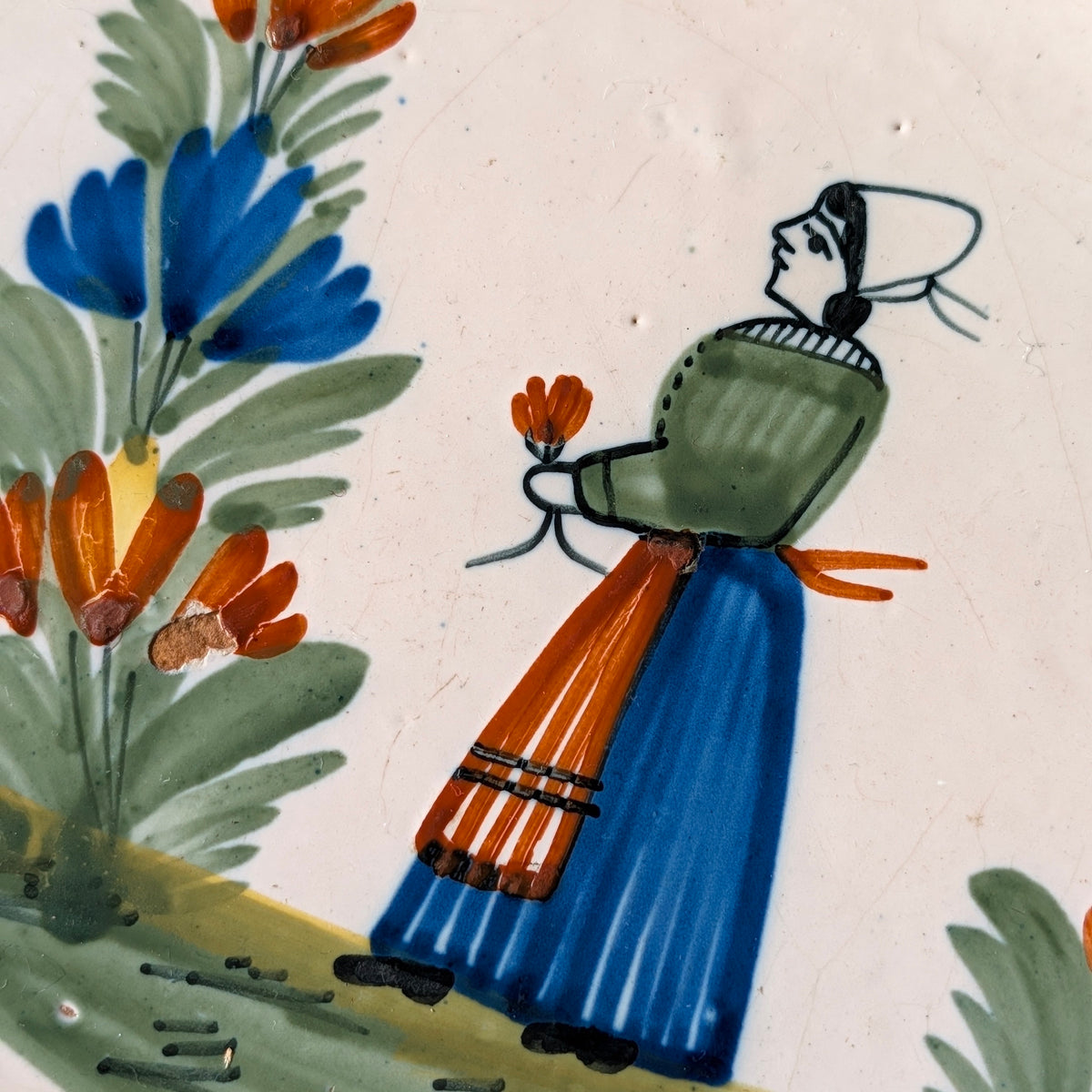 Hand-Painted French Quimper Pottery Plate