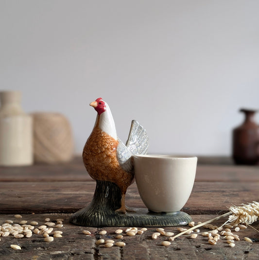 Quail Ceramics Hen Egg Cup - White, Brown and Grey